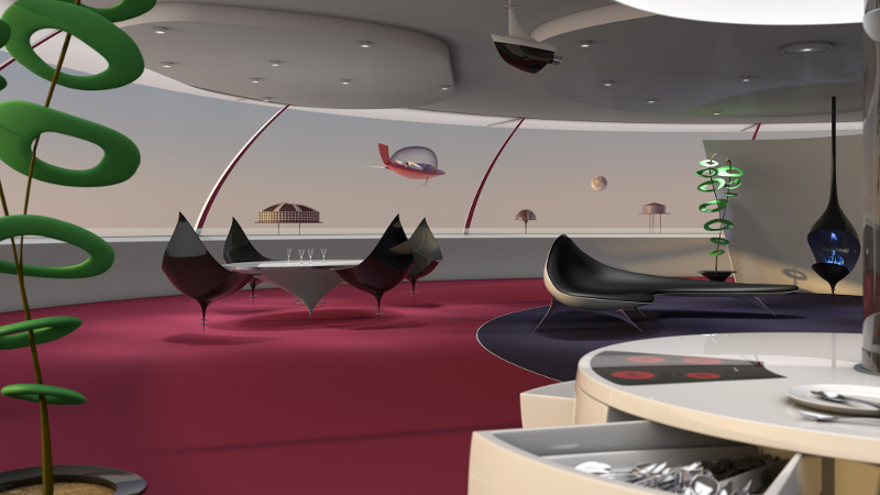 futuristic livingroom